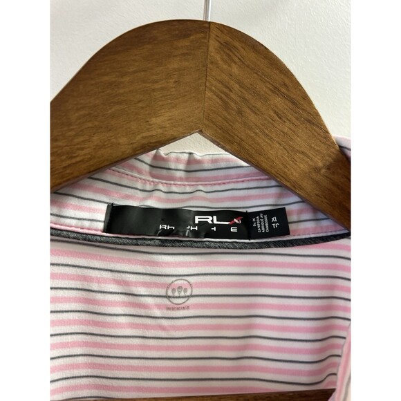 RLX Ralph Lauren Mens Polo Shirt Extra Large Pink White Performance Golf Stretch - Picture 3 of 8